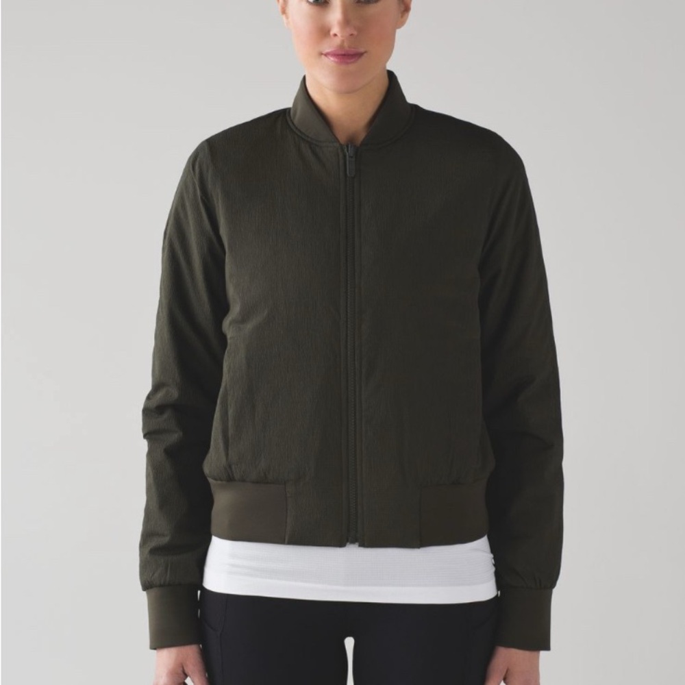 NWOT Lululemon Non Stop Bomber Reversible Dark Olive